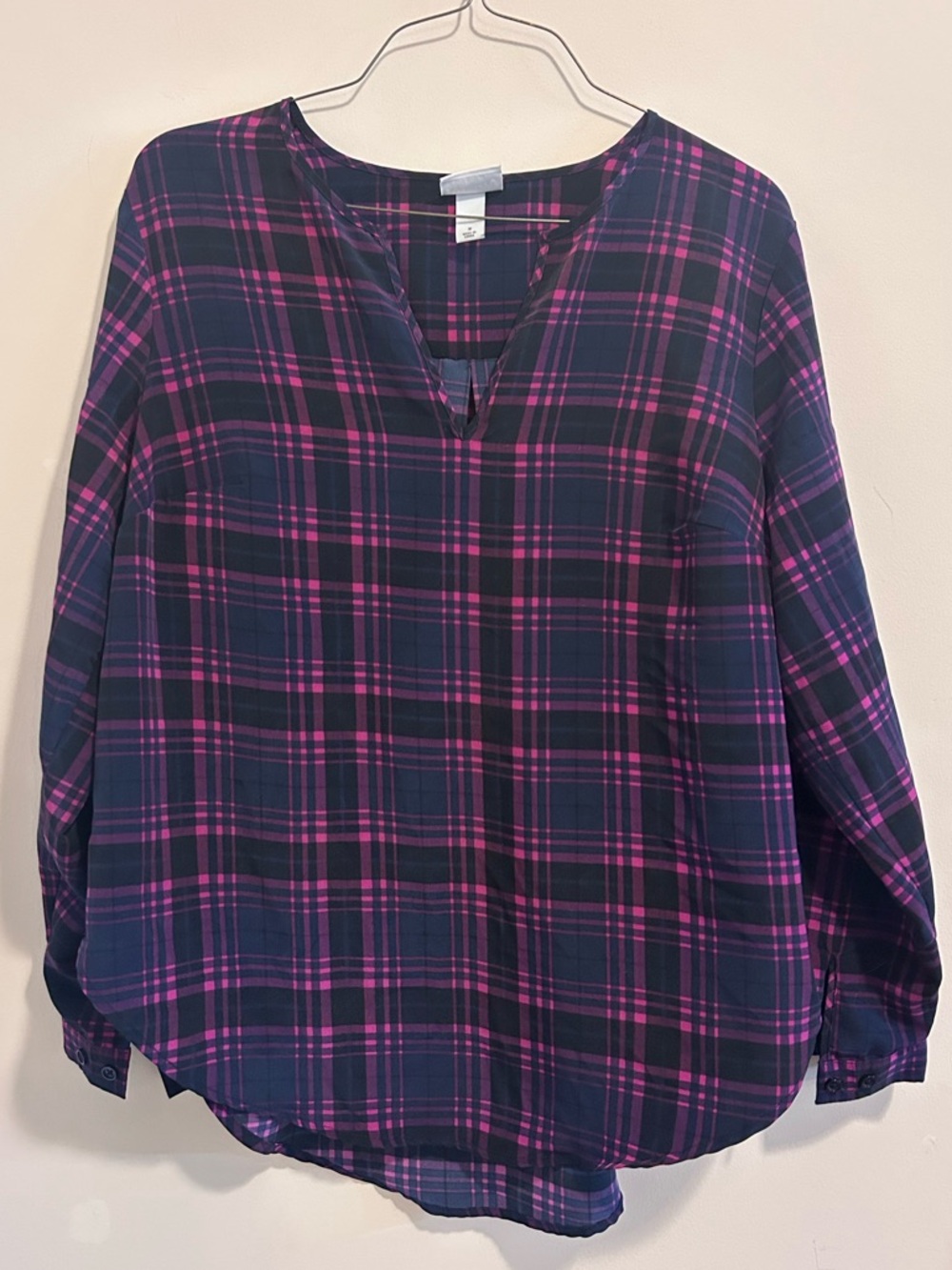 Ava & Viv Plaid V-Neck Tunic